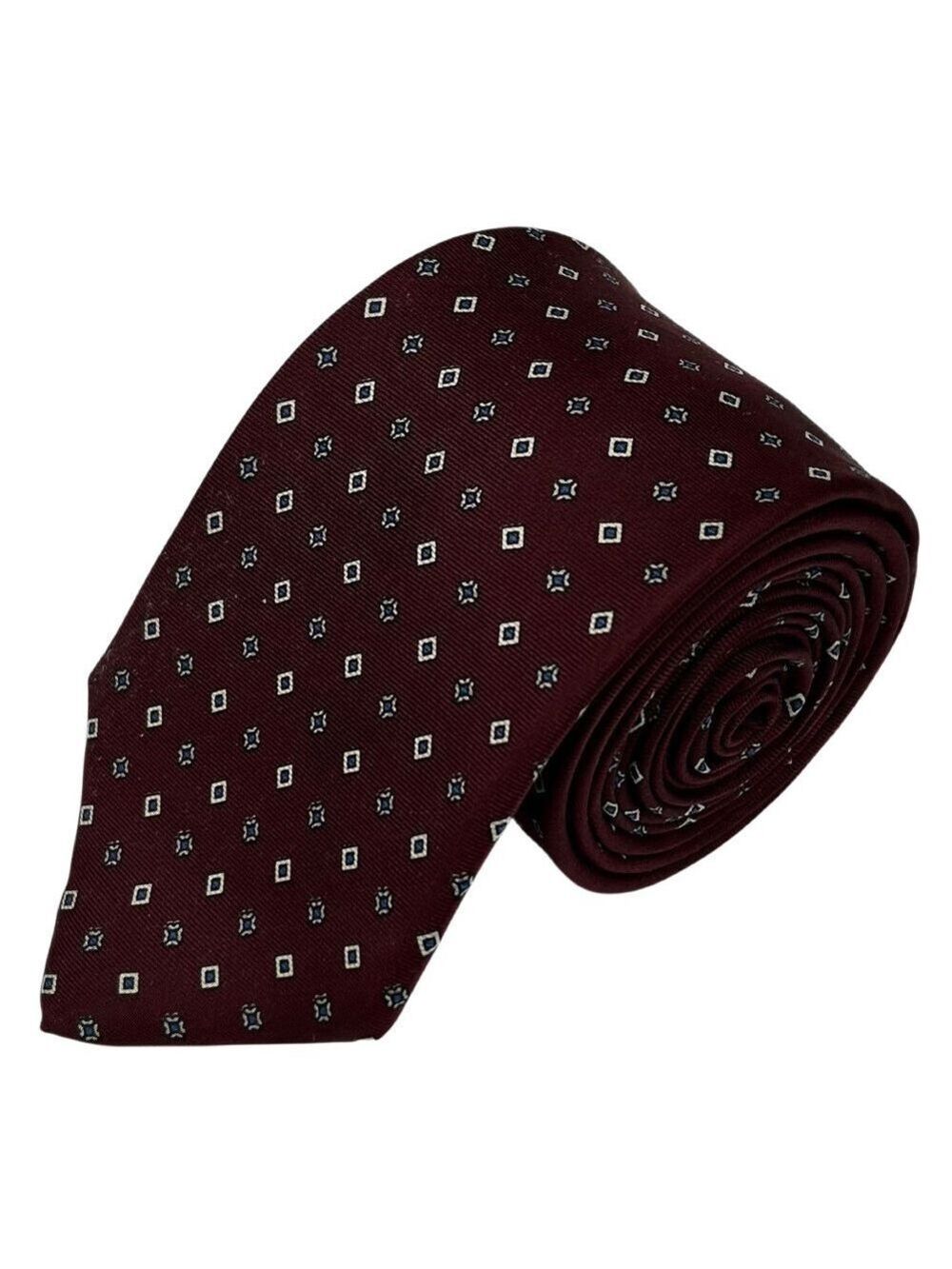 Bert Pulitzer Men's Burgundy Geometric All Silk Necktie Tie